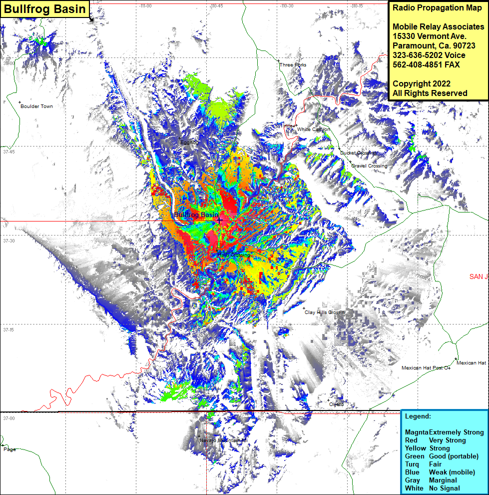 heat map radio coverage Bullfrog Basin